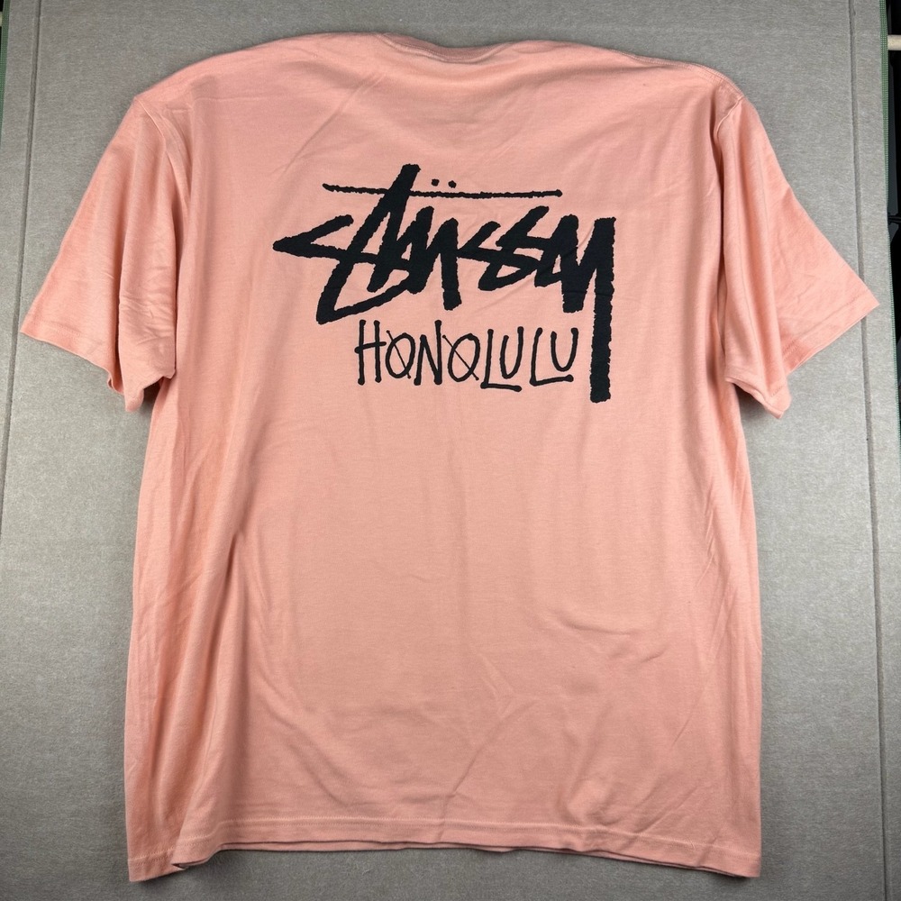 Stussy Honolulu Shirt Mens 2XL Peach Logo Streetwear Skate Surf Graphic Tee